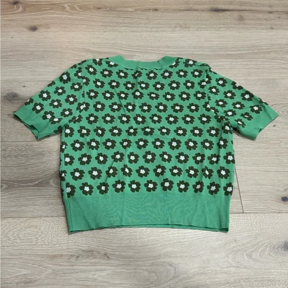 Green retro Floral Knit shirt/skirt set - Picture 8 of 12